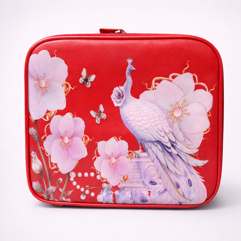Multipurpose Makeup Vanity Box – Peacock Red Edition